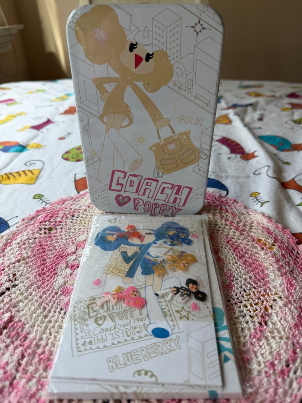 💐💛💐  COACH POPPY CHAN TIN STATIONARY AND STICKER SET 💐💛💐NWOT 💐💛💐